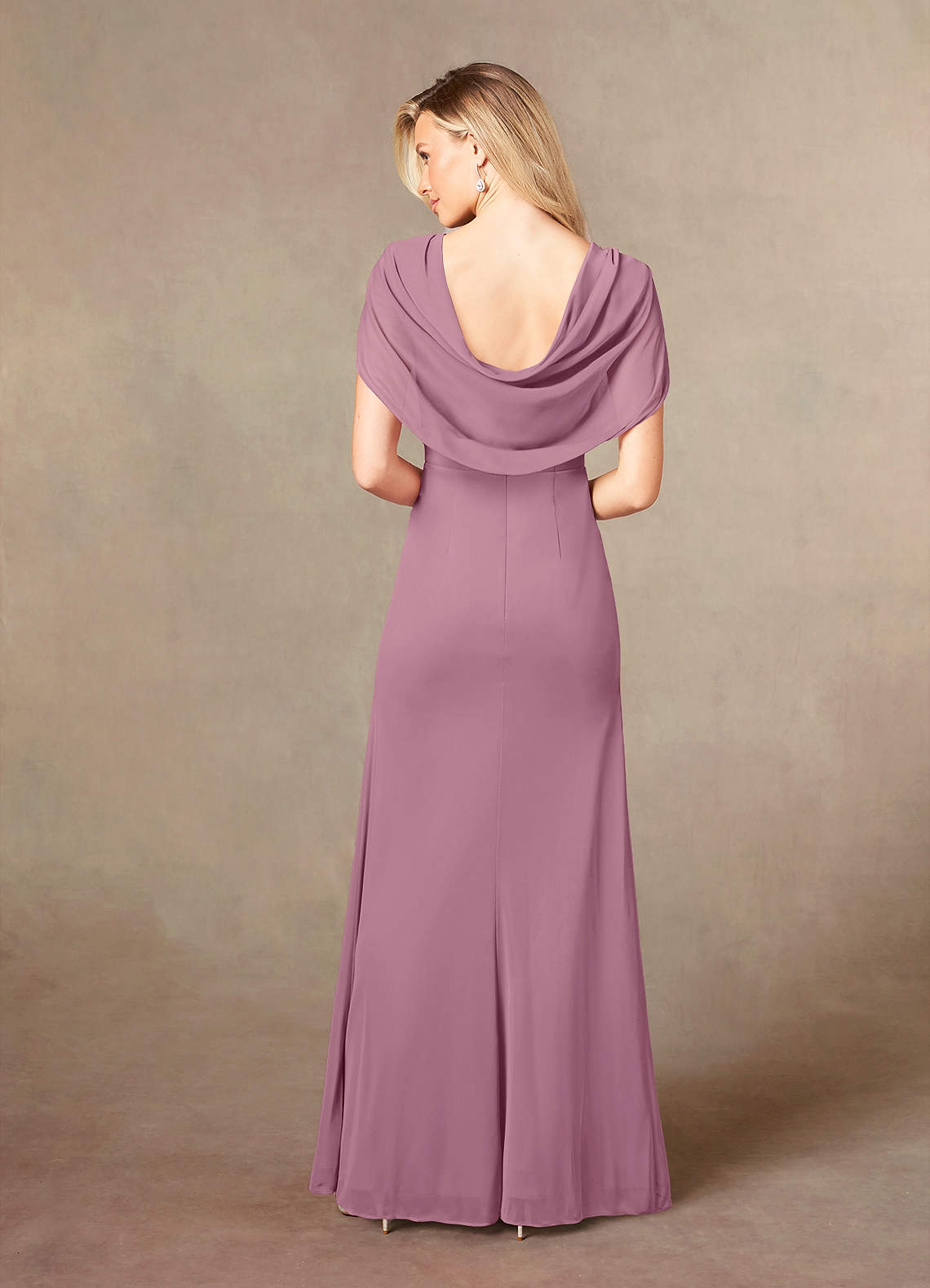 Luisa Mermaid V-Neck Mesh Mother of the Bride Dress in Vintage Mauve