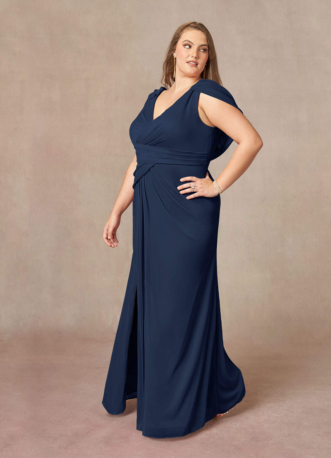 Luisa Mermaid V-Neck Mesh Mother of the Bride Dress