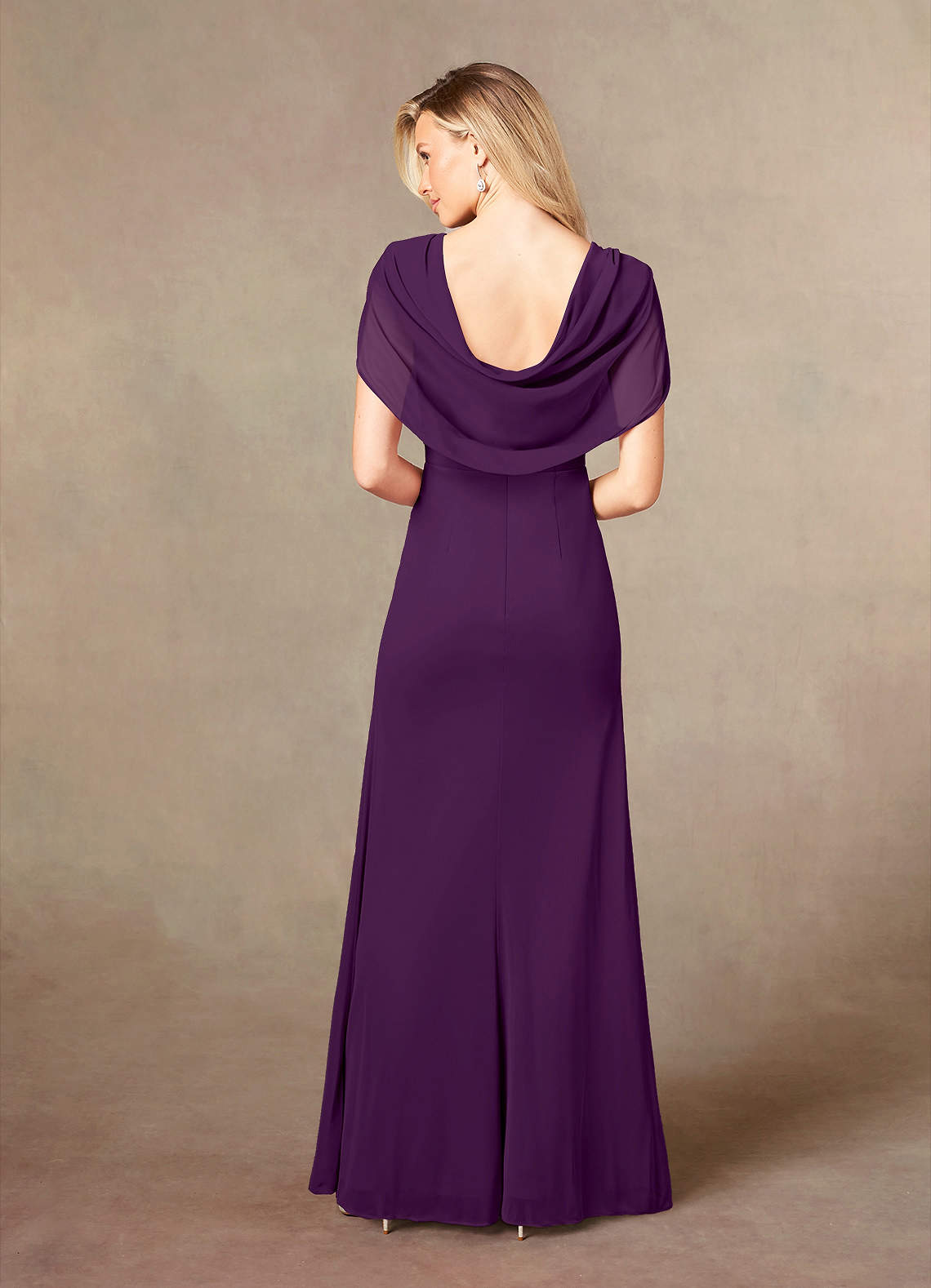 Luisa Mermaid V-Neck Mesh Mother of the Bride Dress in Plum