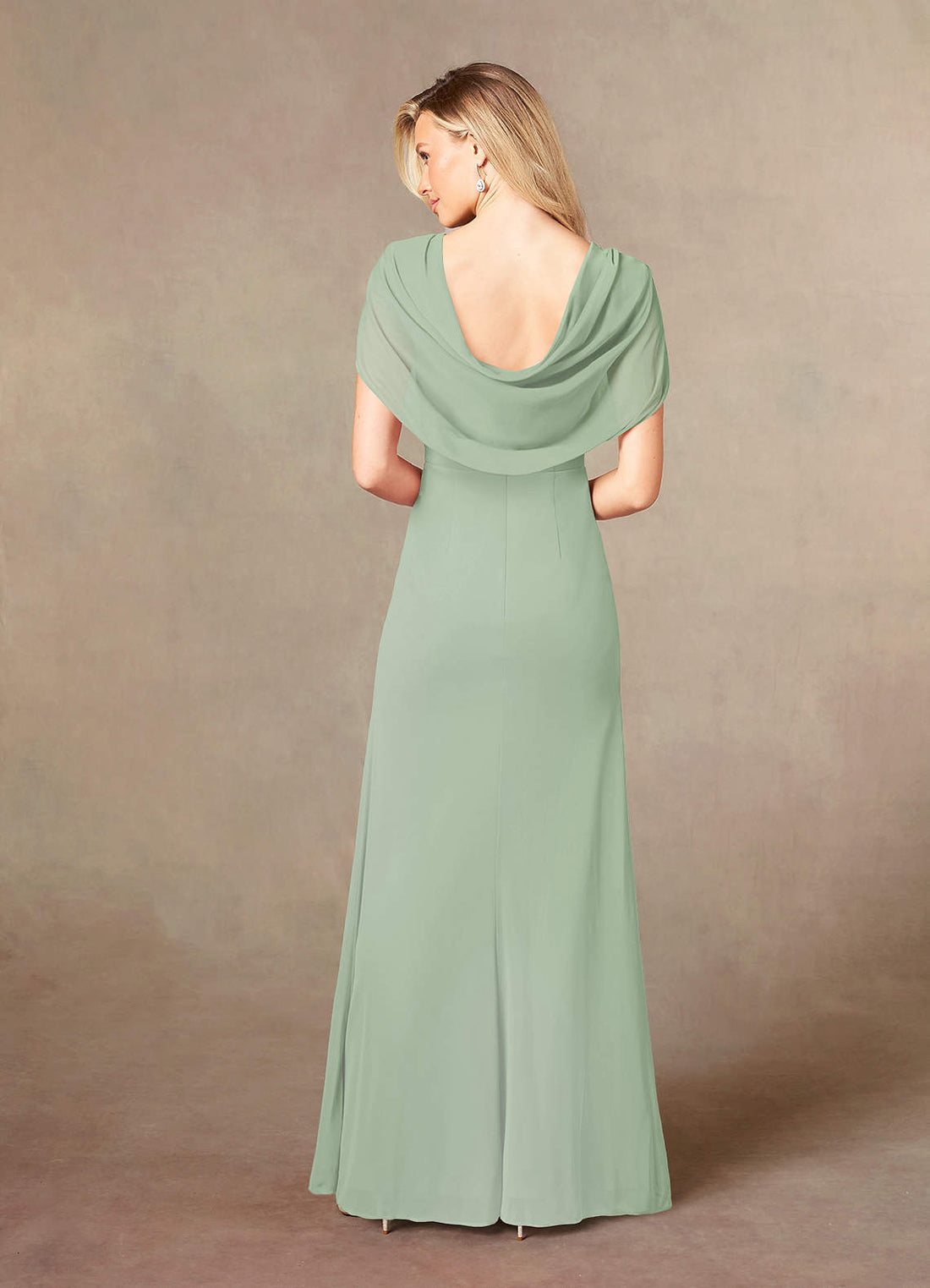 Luisa Mermaid V-Neck Mesh Mother of the Bride Dress in Dusty Sage