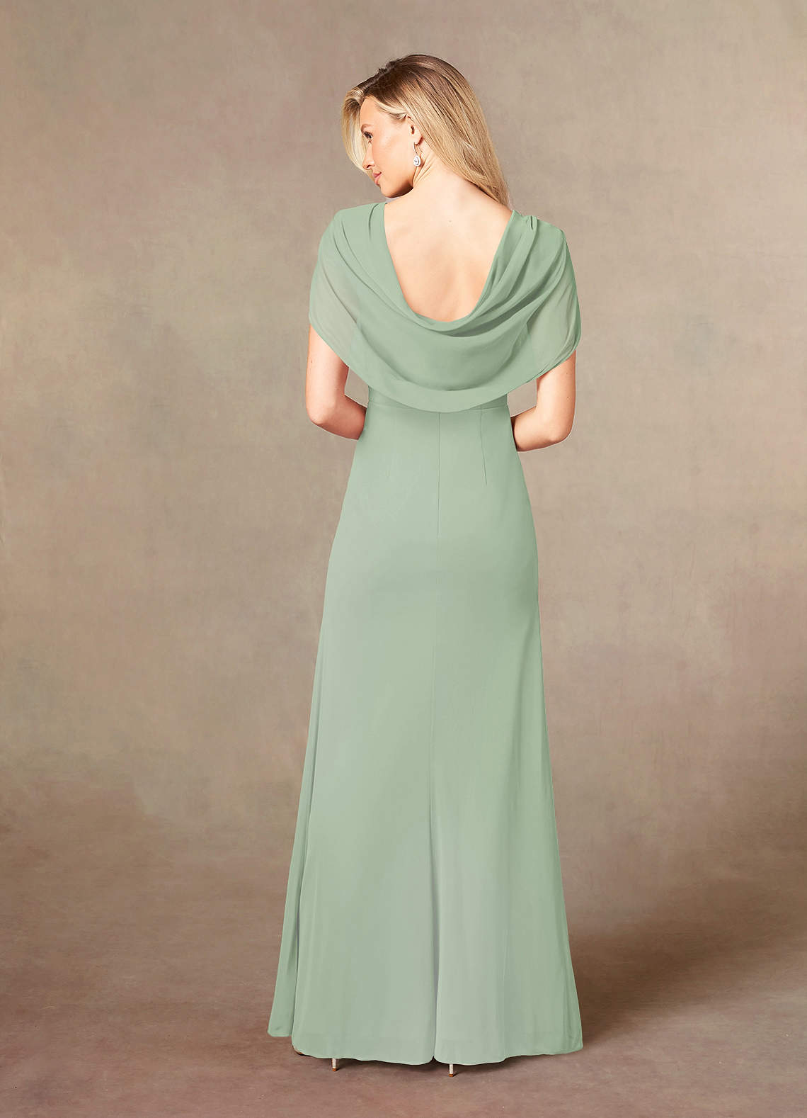 Luisa Mermaid V-Neck Mesh Mother of the Bride Dress in Dusty Sage