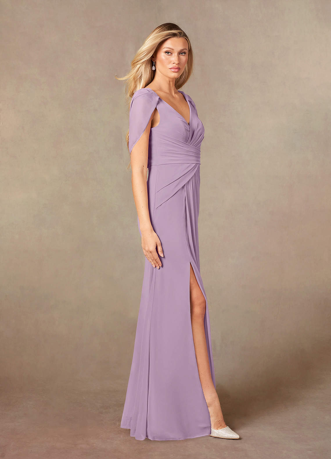 Luisa Mermaid V-Neck Mesh Mother of the Bride Dress in Tahiti