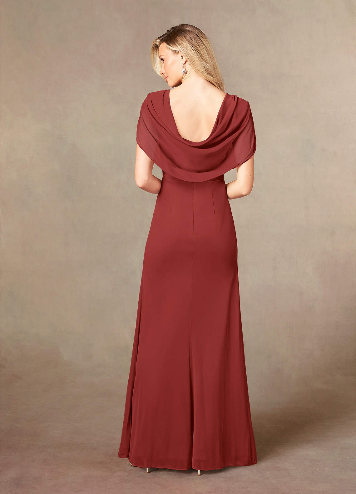 Luisa Mermaid V-Neck Mesh Mother of the Bride Dress in Terracotta