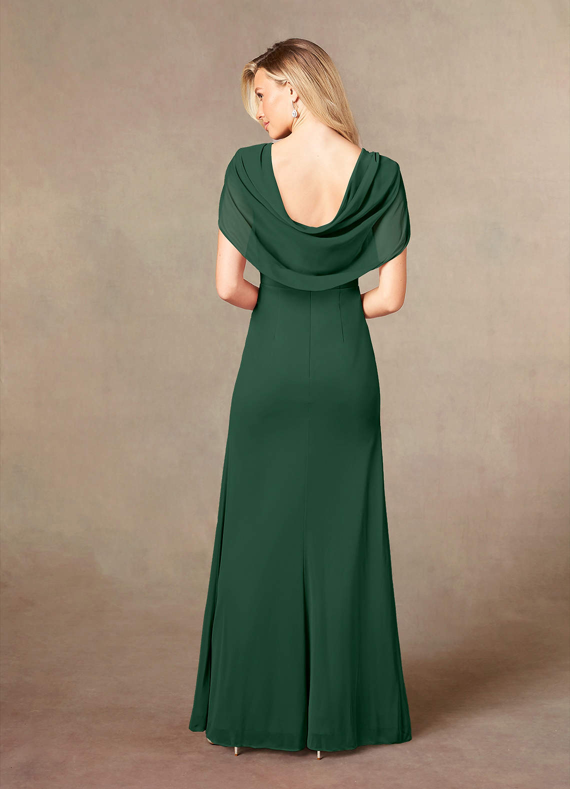 Luisa Mermaid V-Neck Mesh Mother of the Bride Dress in Dark Green