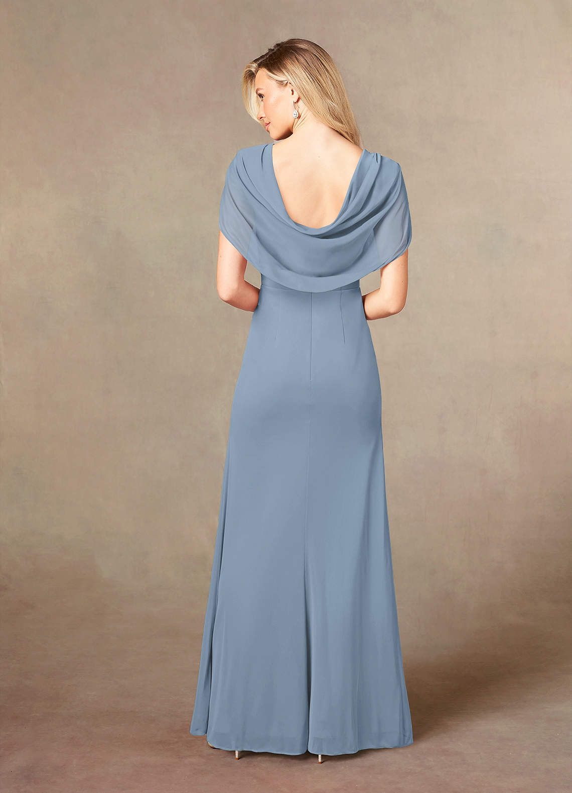 Luisa Mermaid V-Neck Mesh Mother of the Bride Dress in dusty blue