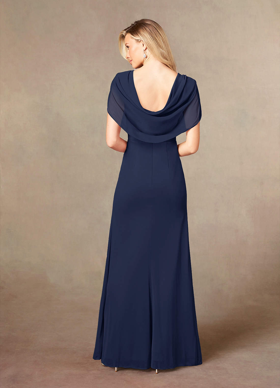 Luisa Mermaid V-Neck Mesh Mother of the Bride Dress in Dark Navy
