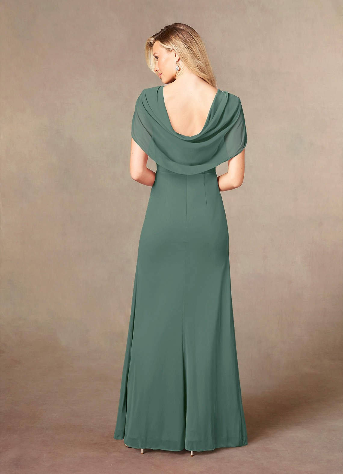 Luisa Mermaid V-Neck Mesh Mother of the Bride Dress in eucalyptus
