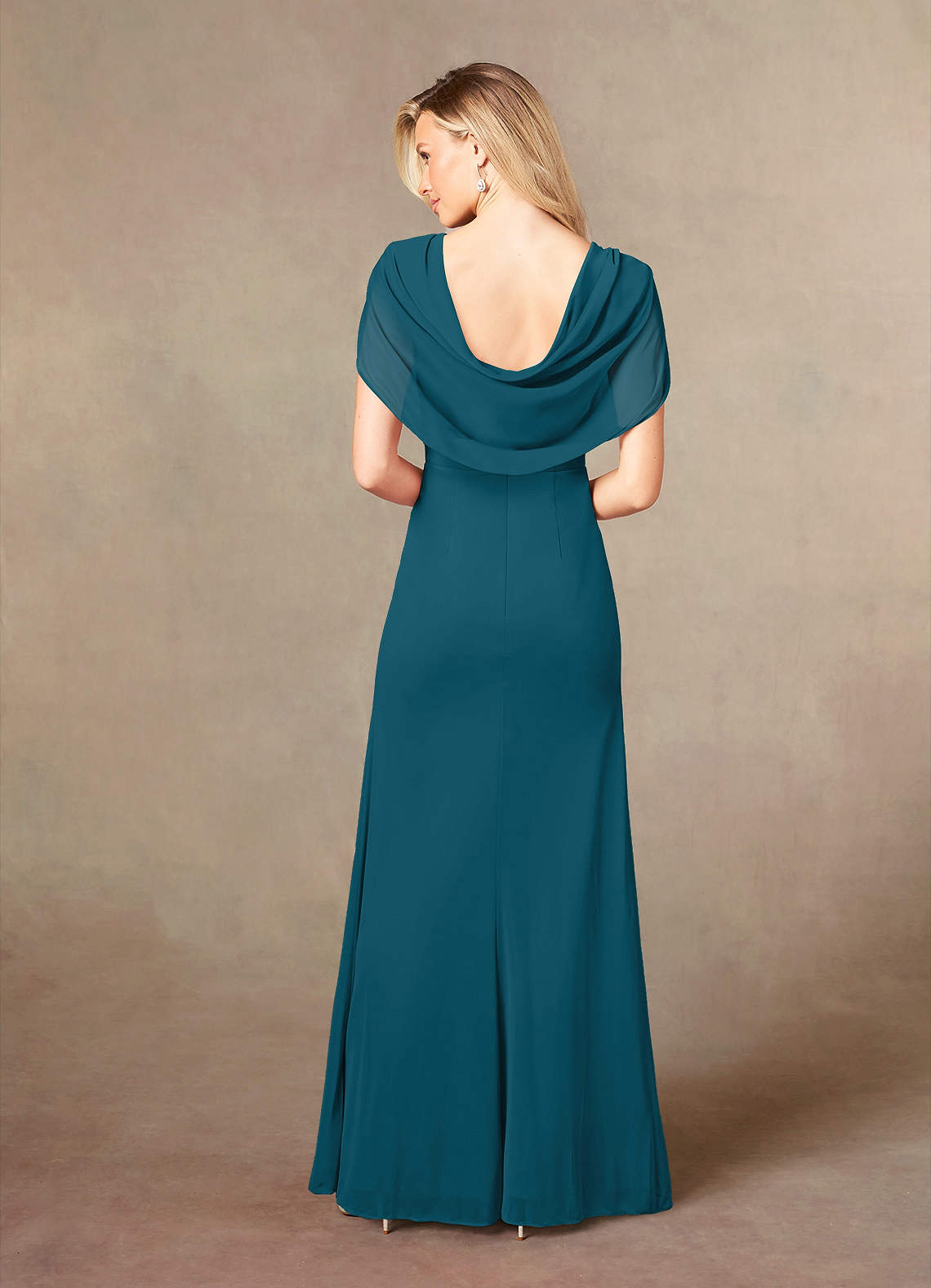 Luisa Mermaid V-Neck Mesh Mother of the Bride Dress in Ink Blue