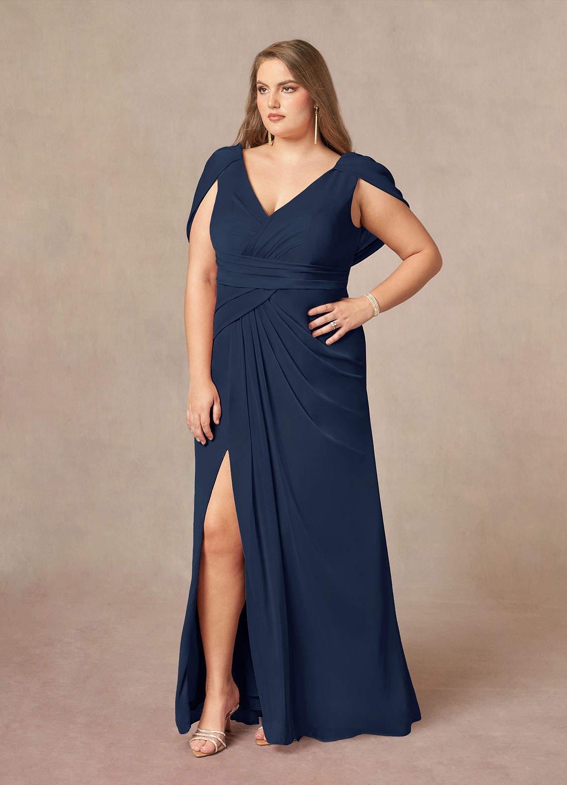 Luisa Mermaid V-Neck Mesh Mother of the Bride Dress