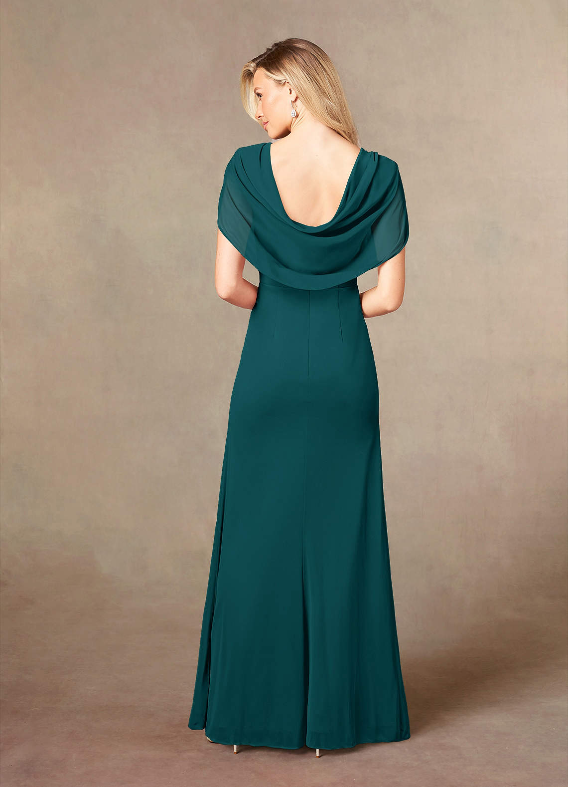 Luisa Mermaid V-Neck Mesh Mother of the Bride Dress in Peacock