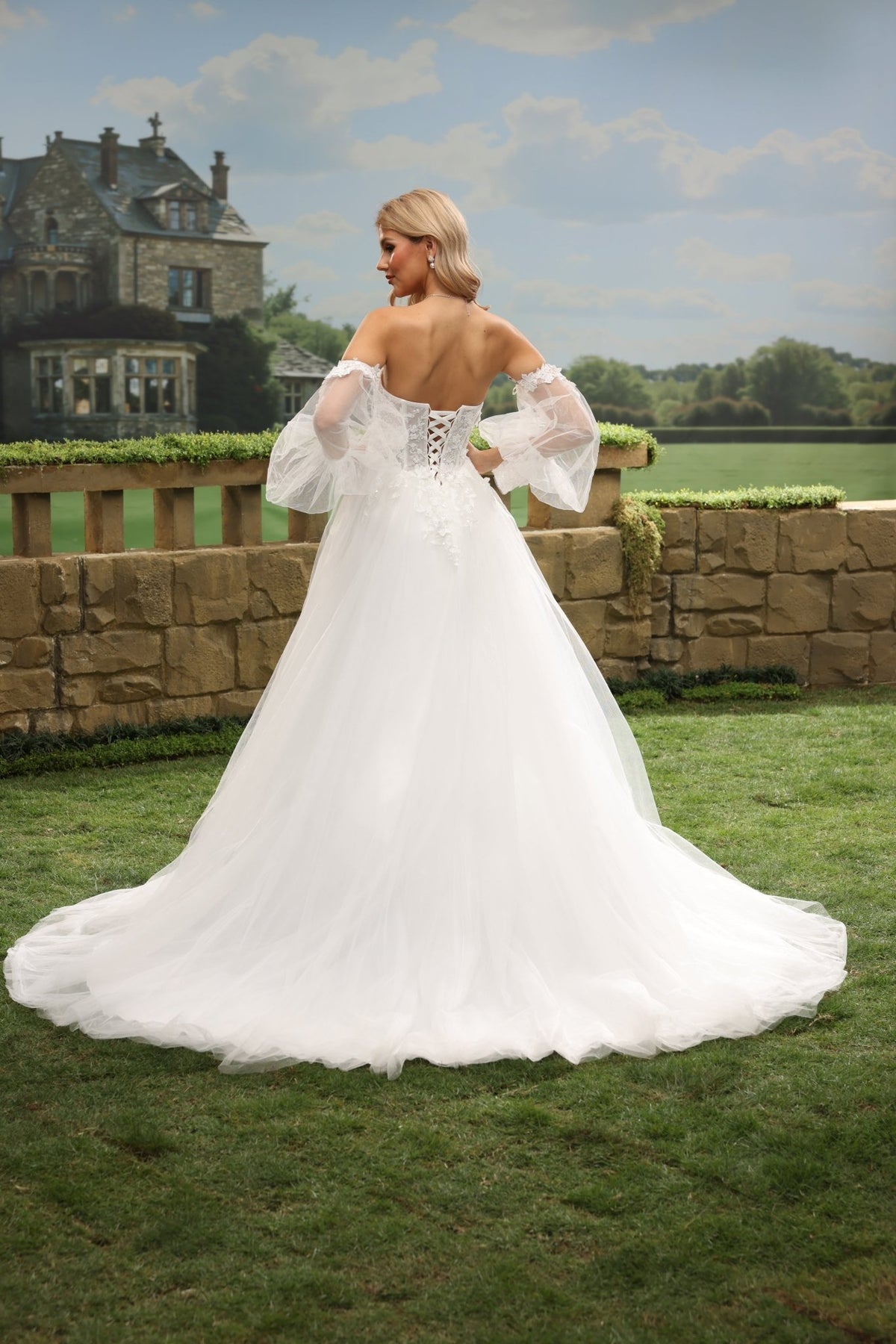 Lumi white wedding dress back view 10