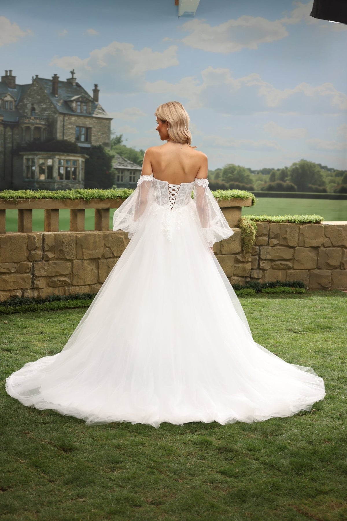 Lumi white wedding dress back view 9