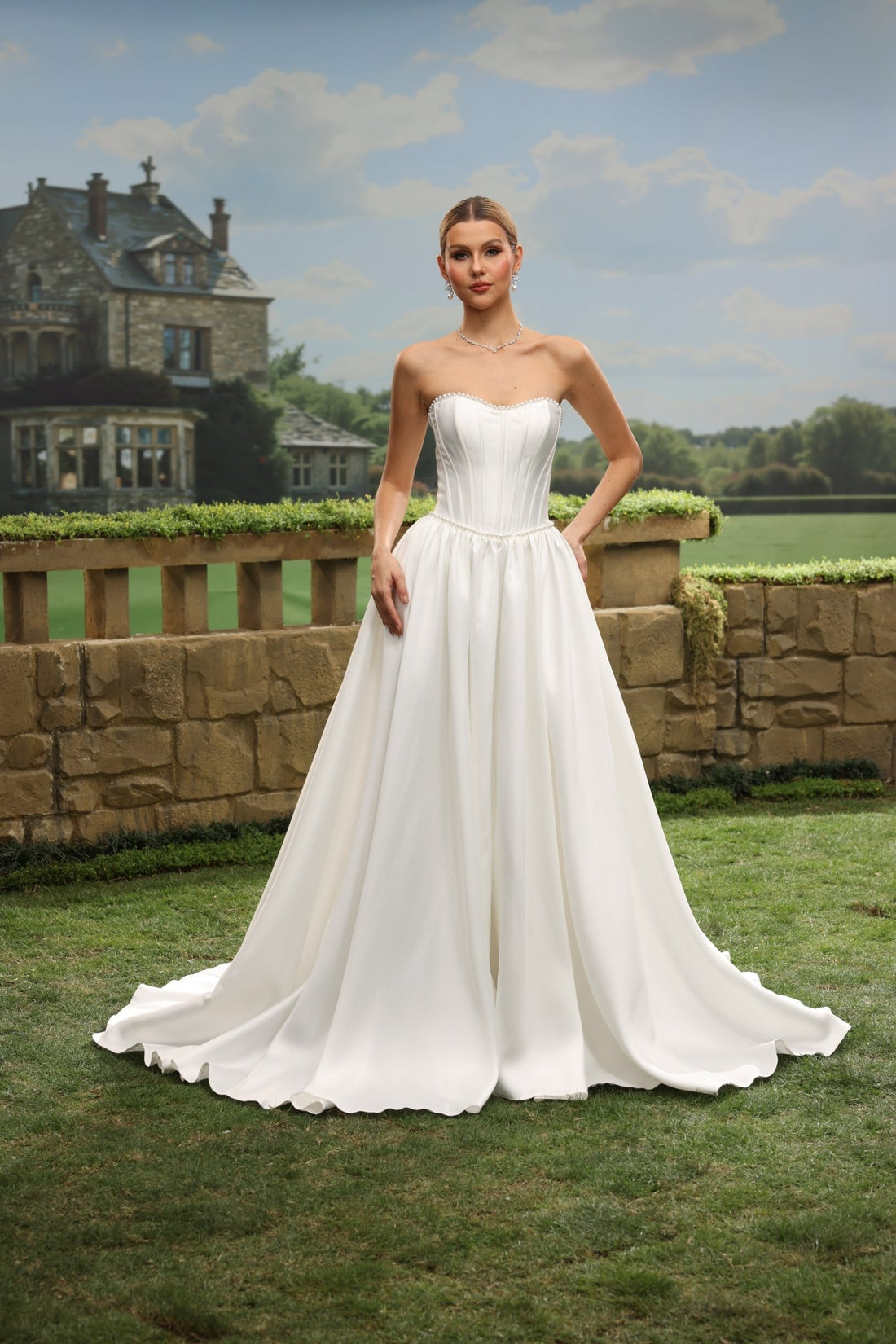 Lyvia A-Line Strapless Sweetheart wedding dress — front view