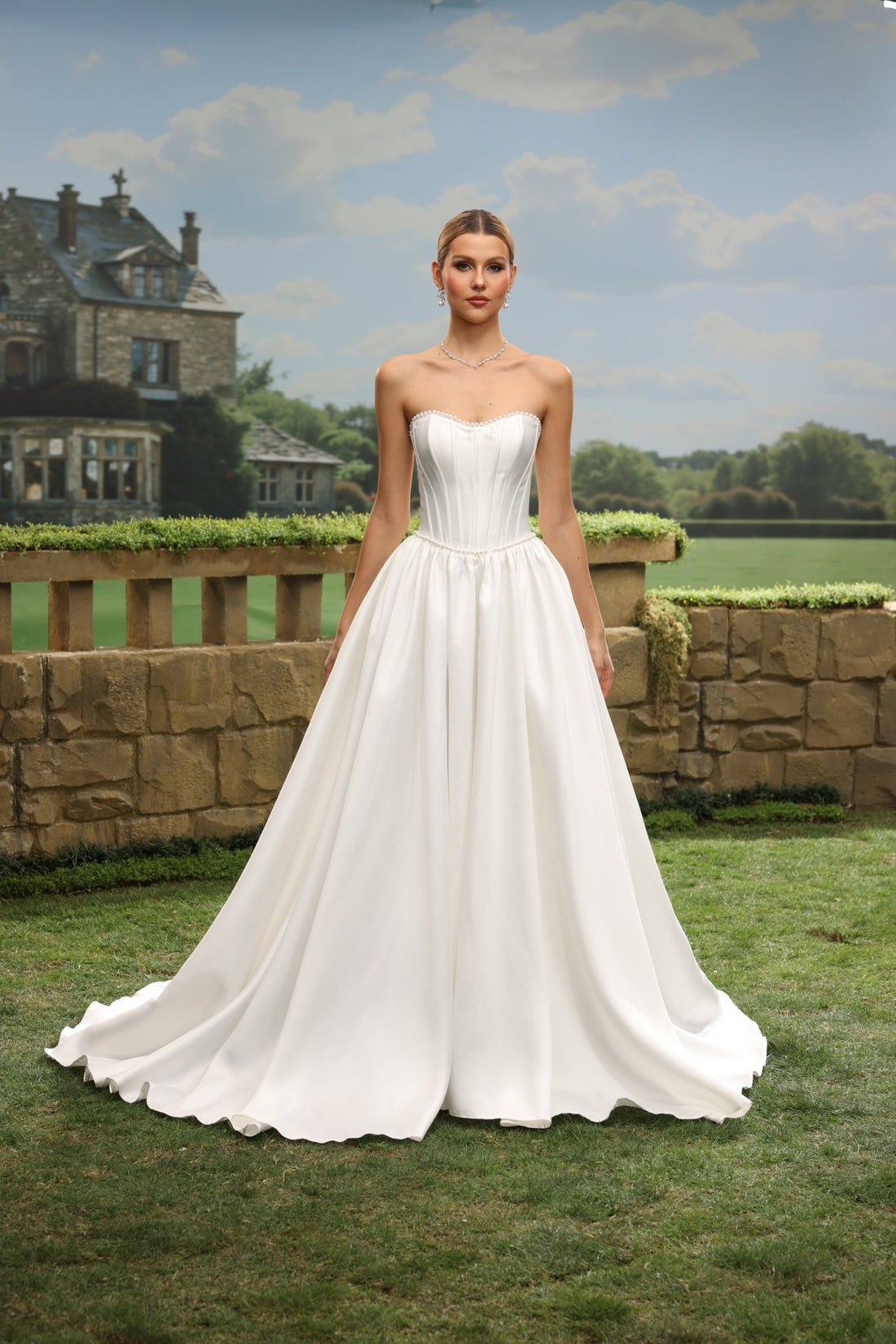 Lyvia A-Line Strapless Sweetheart wedding dress — front view