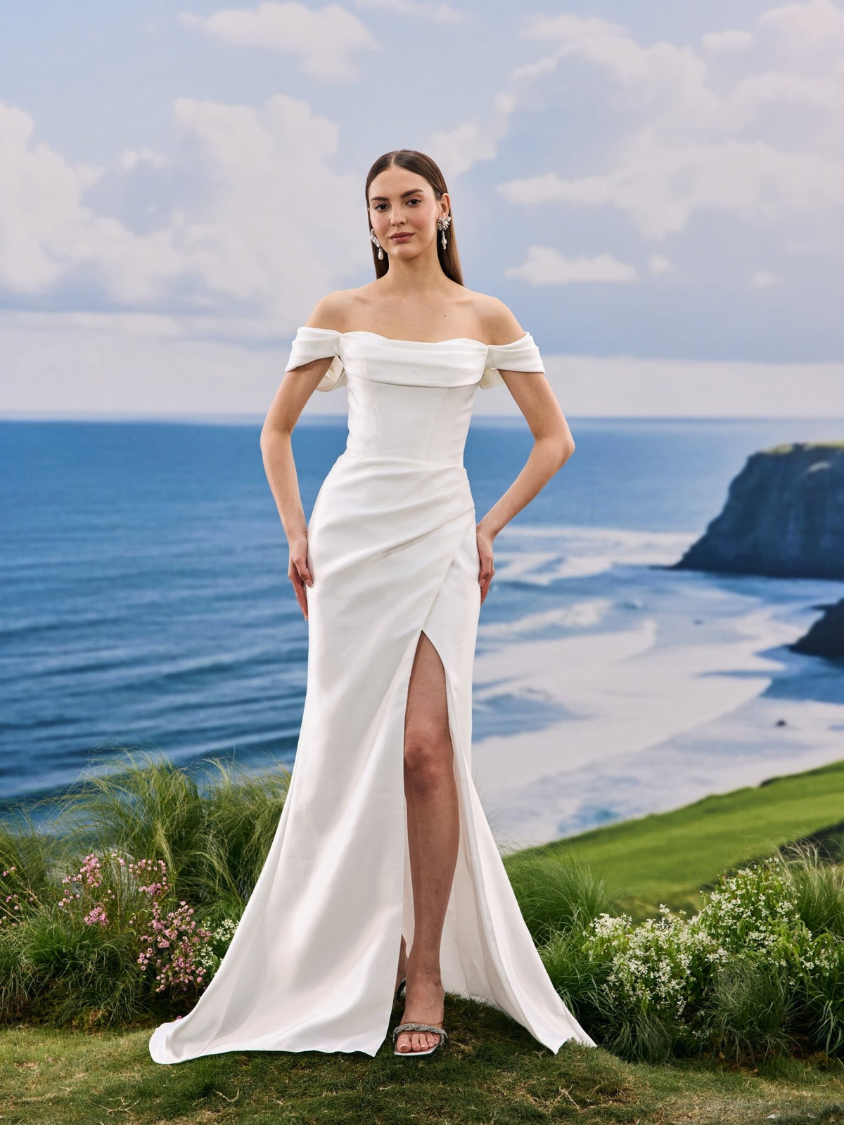 Maelis satin wedding dress - front view