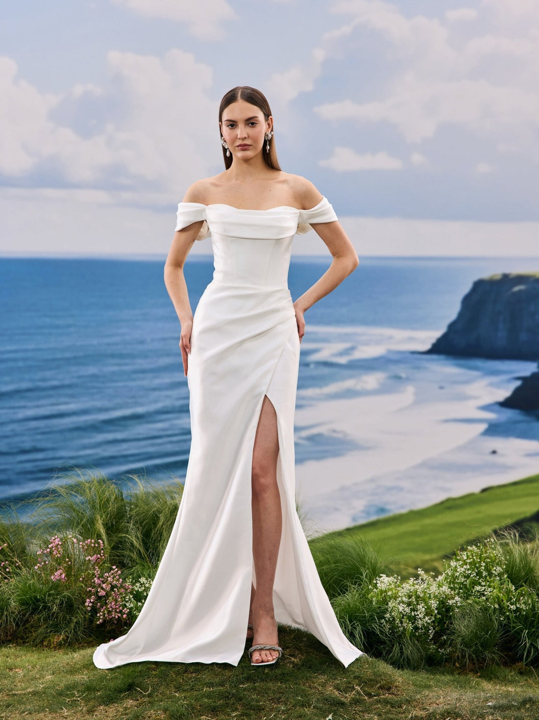 Maelis satin wedding dress - front view