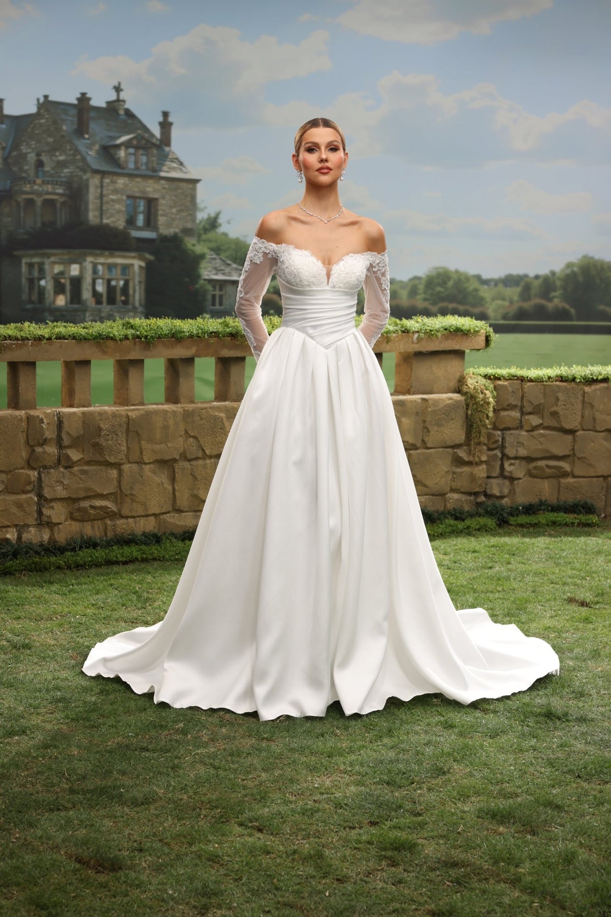 Maia white wedding dress front view 1