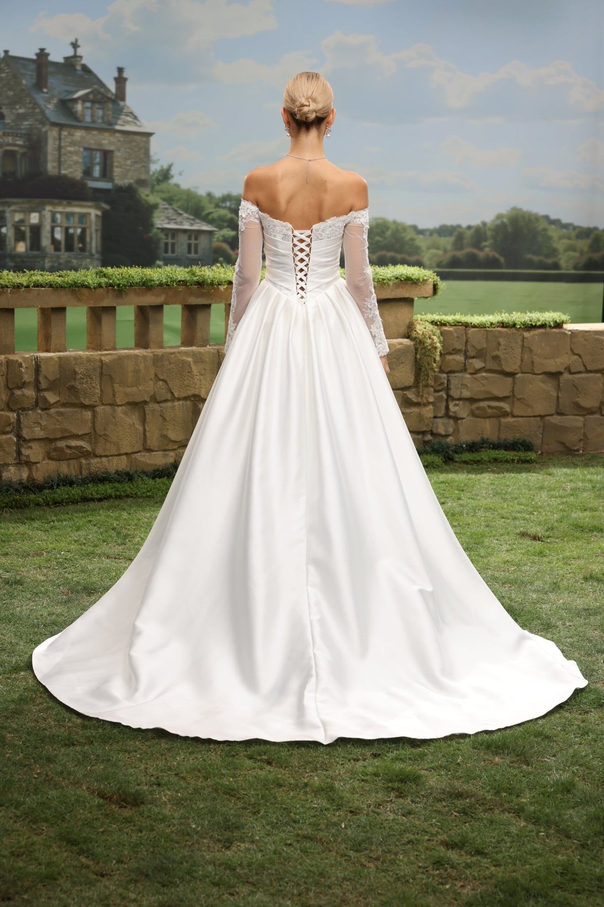 Maia white wedding dress back view 4