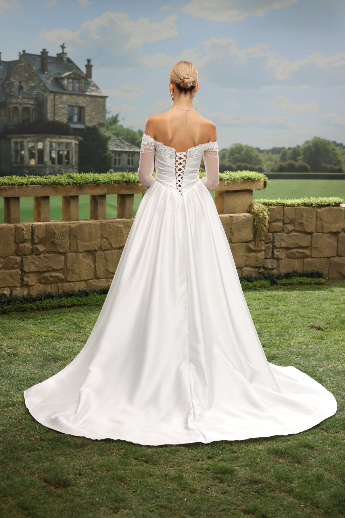 Maia white wedding dress back view 5