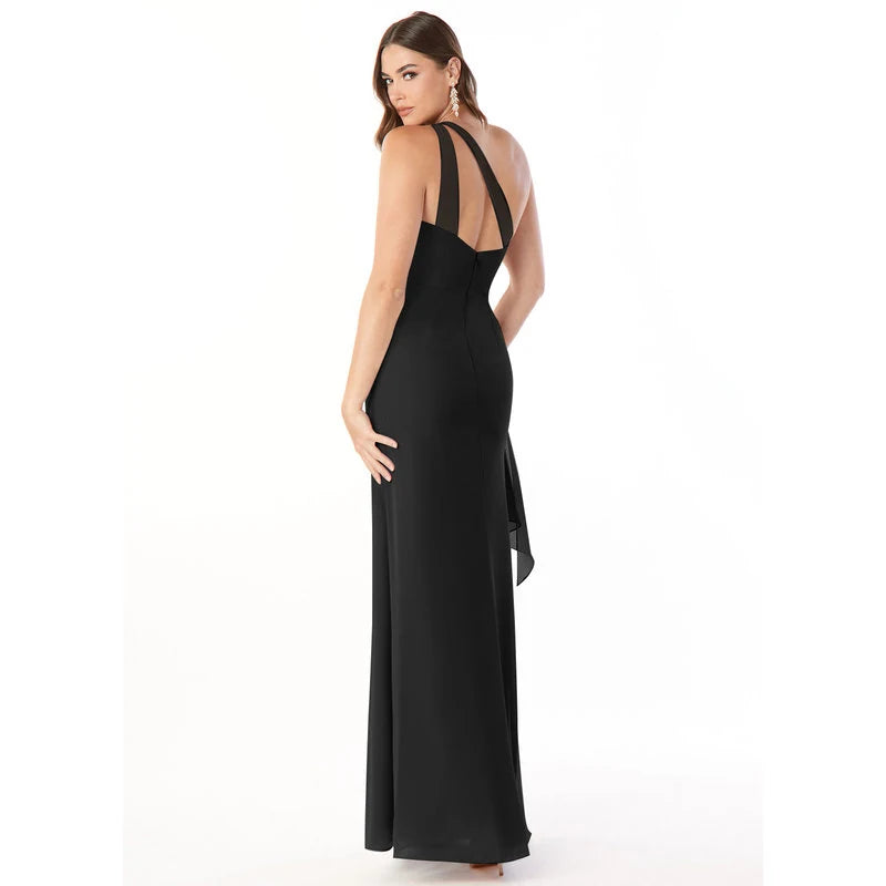 Maive Sheath One-Shoulder Chiffon Bridesmaid Dress in black - additional view 1