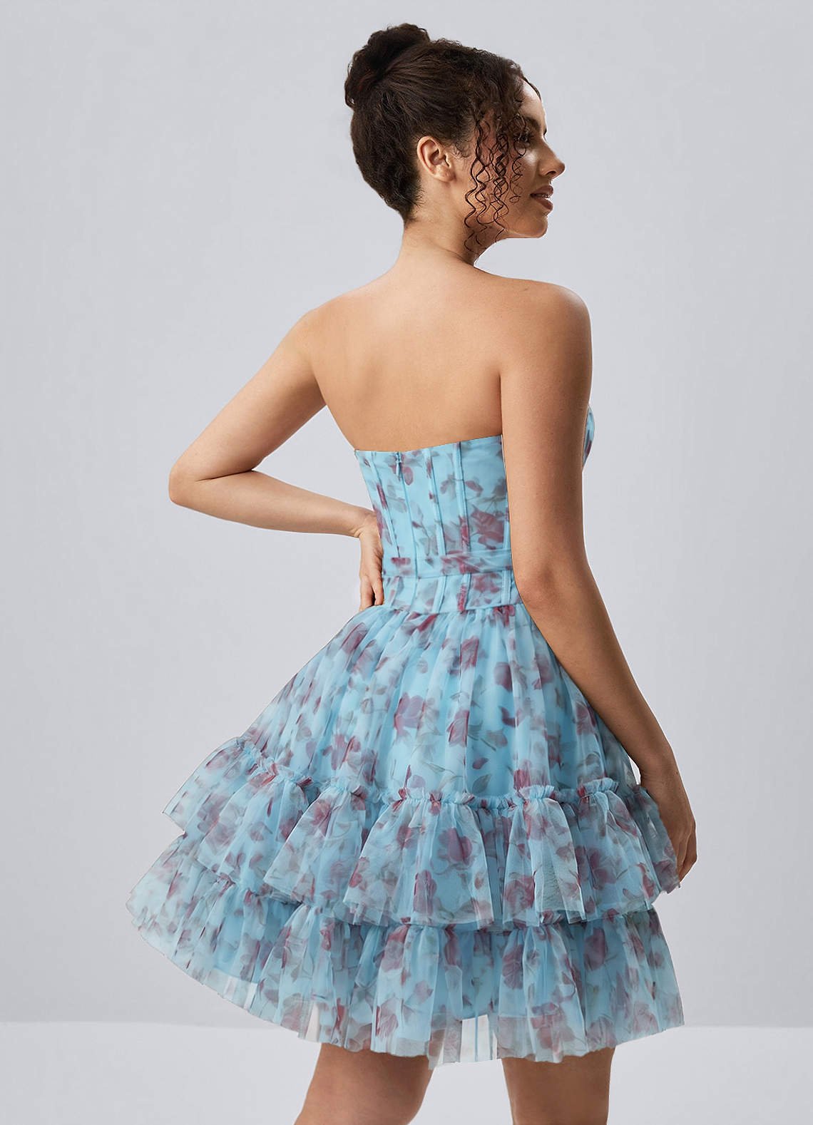 Mapalo A-Line Strapless Tulle Prom Dress in Blue
