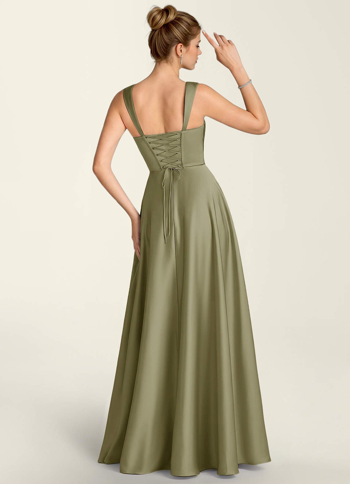 Margot A-Line Corset Satin Prom Dress in Pistachio