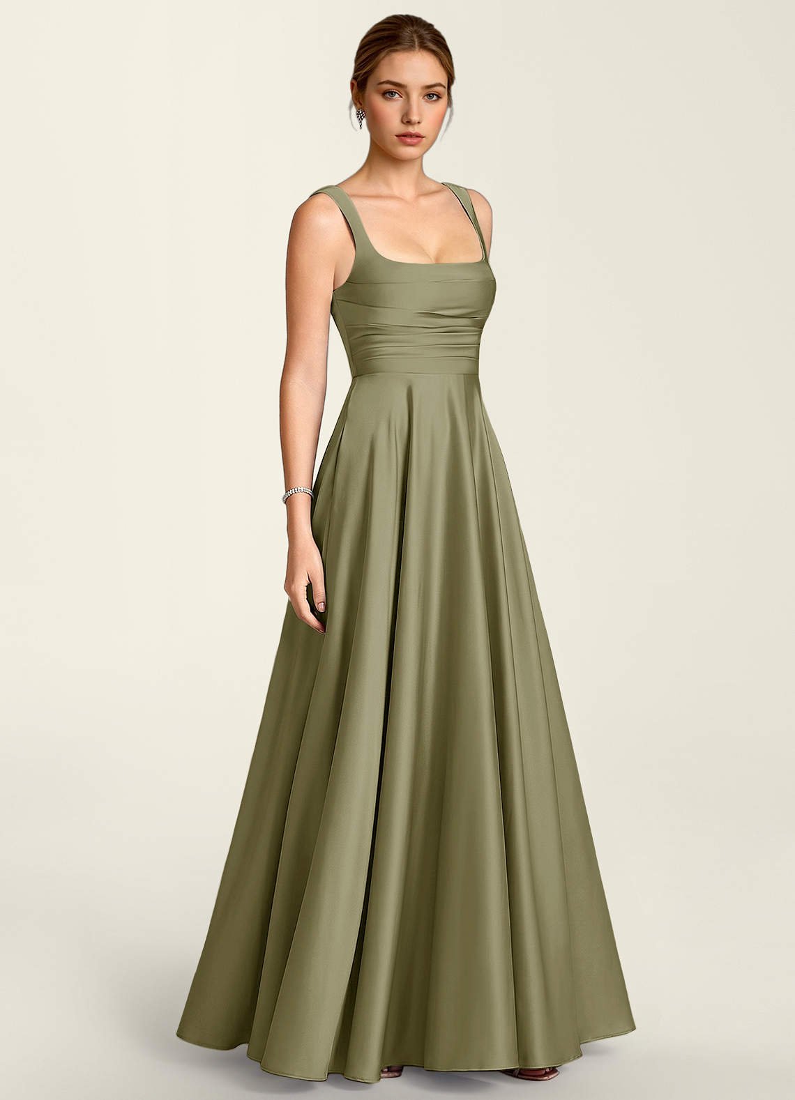 Margot A-Line Corset Satin Prom Dress in Pistachio