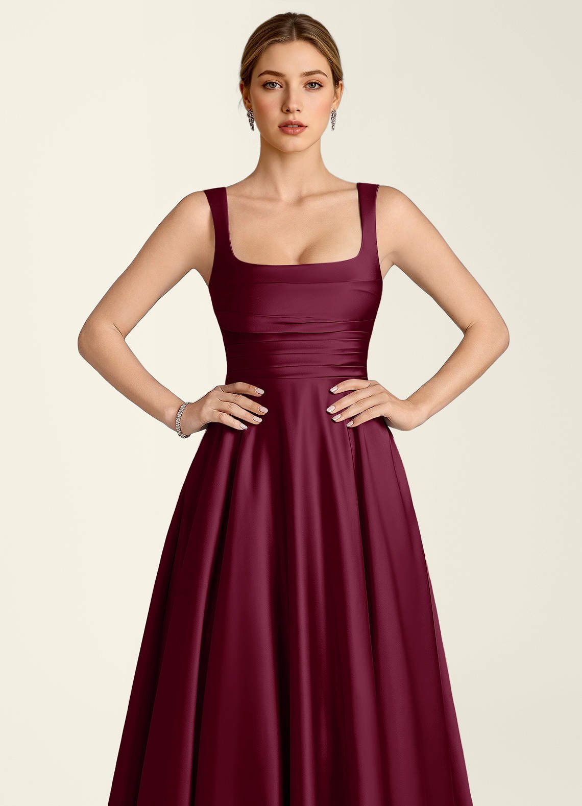 Margot A-Line Corset Satin Prom Dress in Mulberry