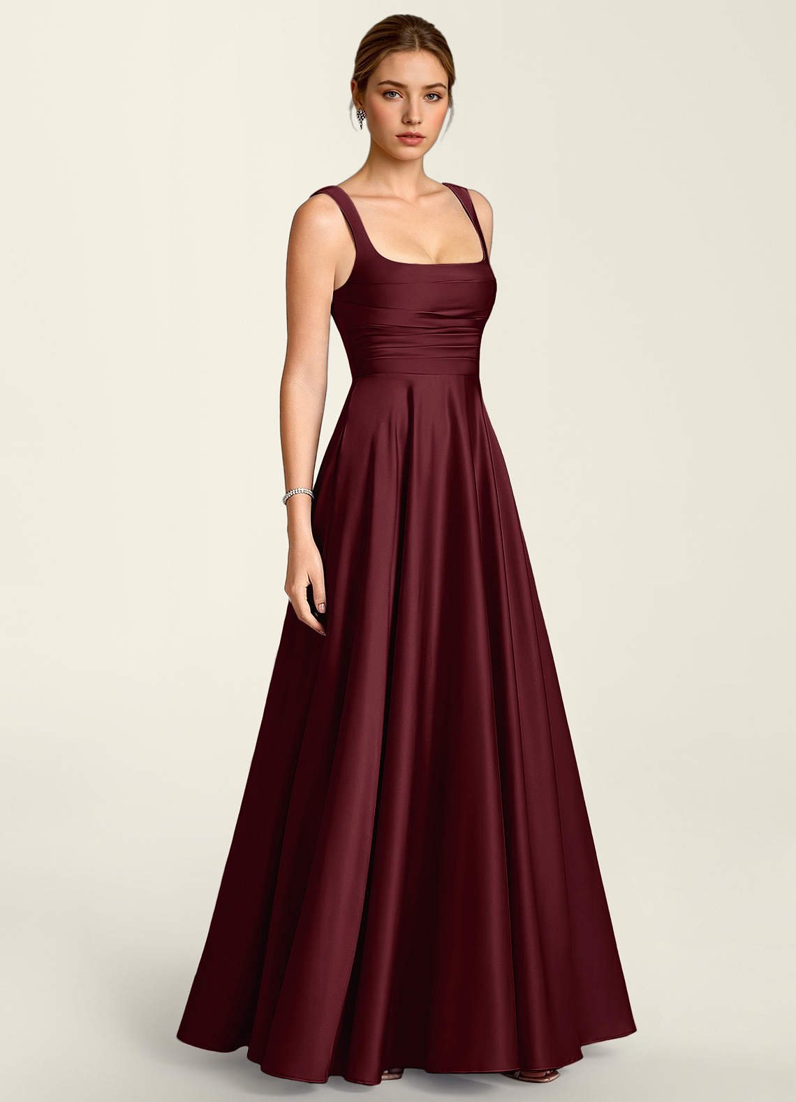 Margot A-Line Corset Satin Prom Dress in Wine