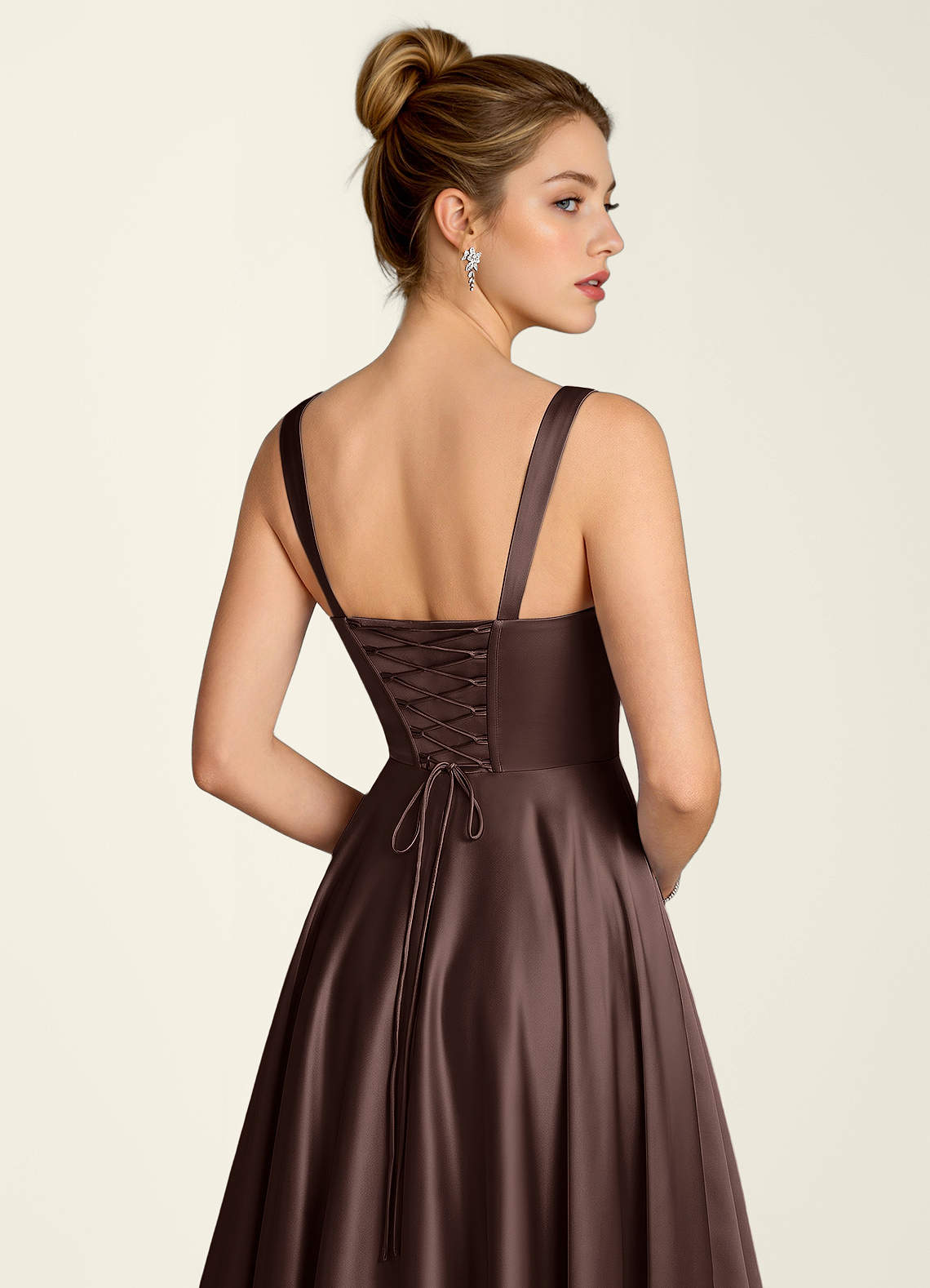 Margot A-Line Corset Satin Prom Dress in Ganache