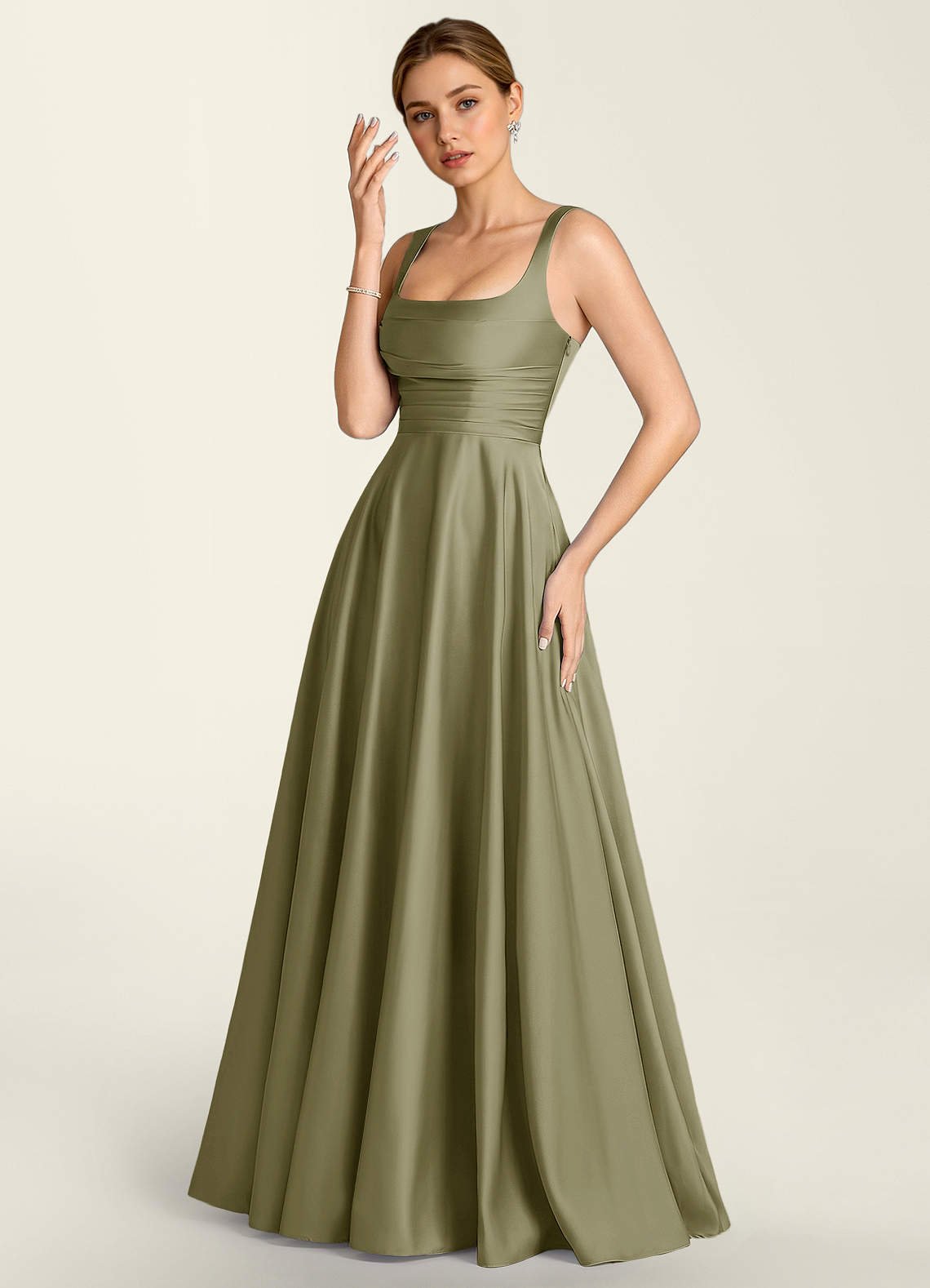 Margot A-Line Corset Satin Prom Dress in Pistachio