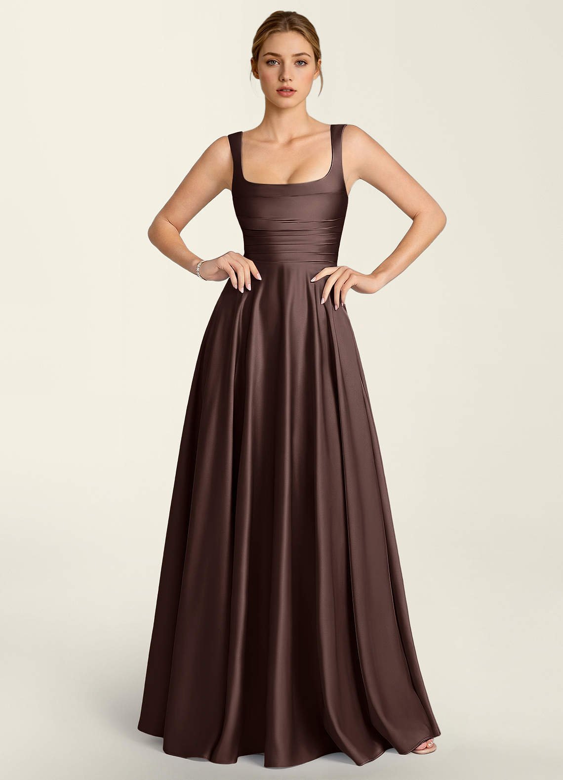 Margot A-Line Corset Satin Prom Dress in Burgundy
