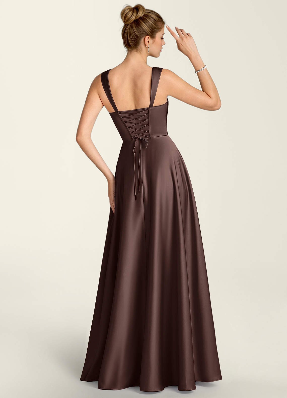 Margot A-Line Corset Satin Prom Dress in Ganache