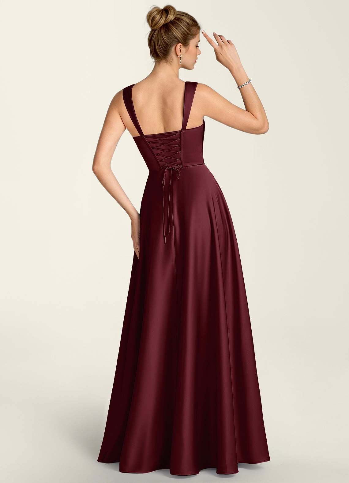 Margot A-Line Corset Satin Prom Dress in Wine