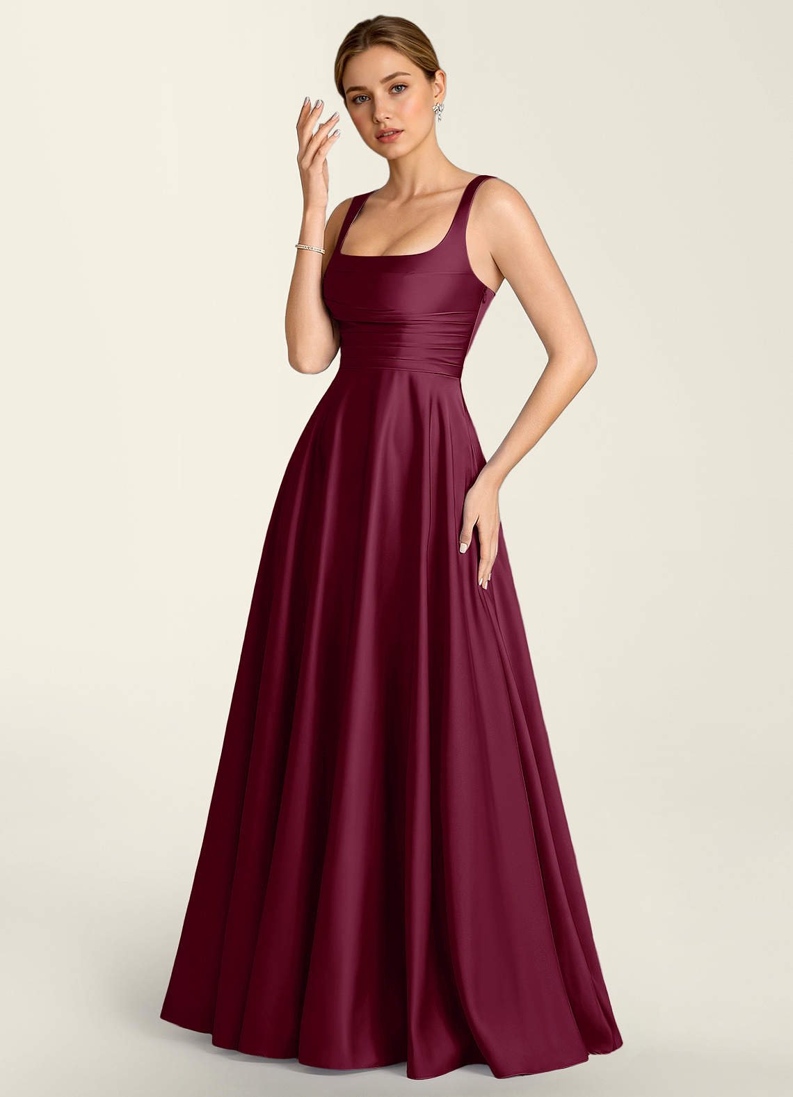 Margot A-Line Corset Satin Prom Dress in Mulberry