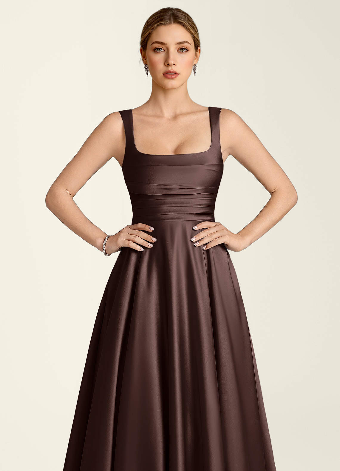 Margot A-Line Corset Satin Prom Dress in Ganache