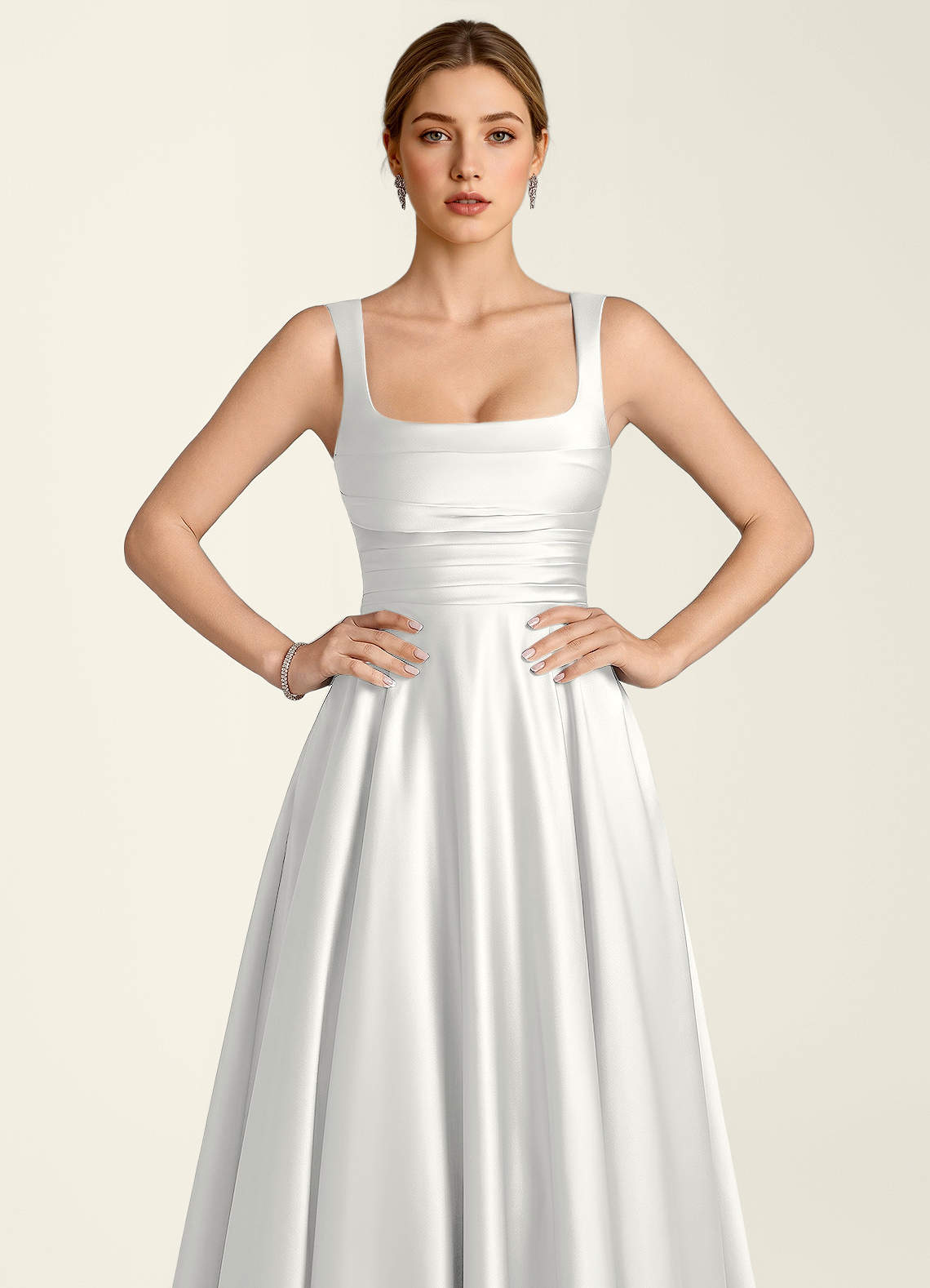 Margot A-Line Corset Satin Prom Dress in White