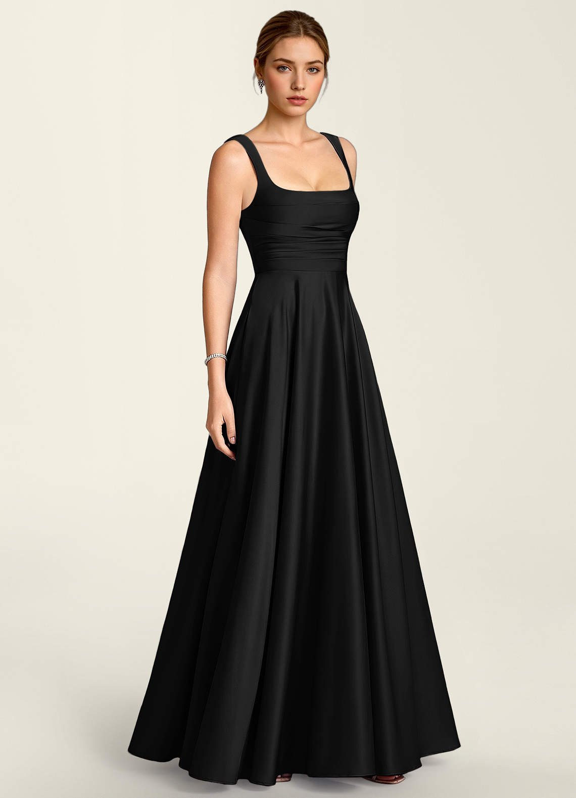 Margot A-Line Corset Satin Prom Dress in black