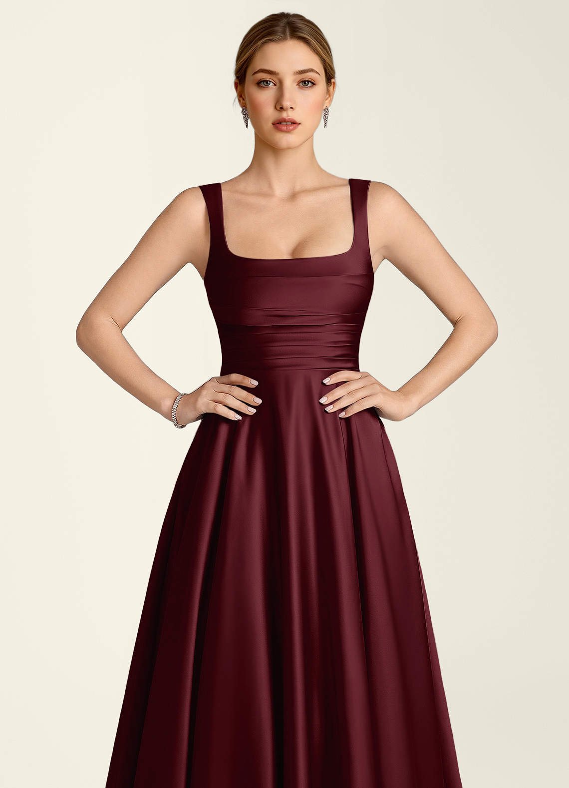 Margot A-Line Corset Satin Prom Dress in Wine