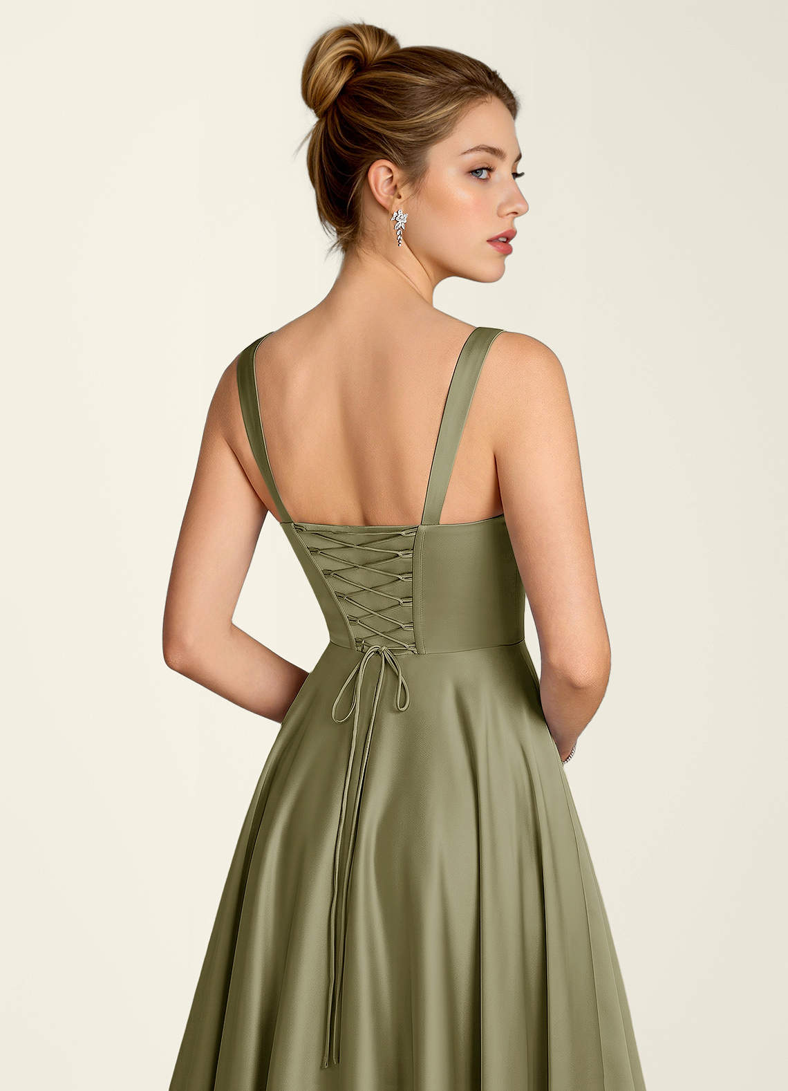 Margot A-Line Corset Satin Prom Dress in Pistachio