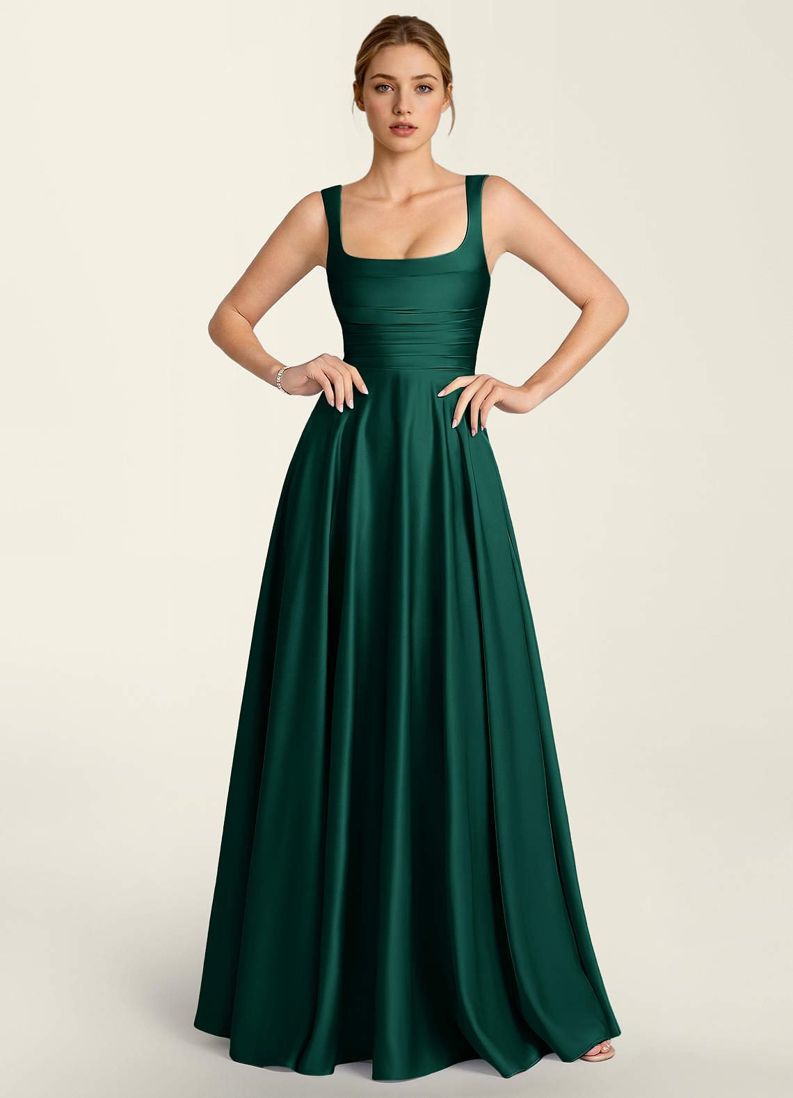 Margot A-Line Corset Satin Prom Dress in Burgundy