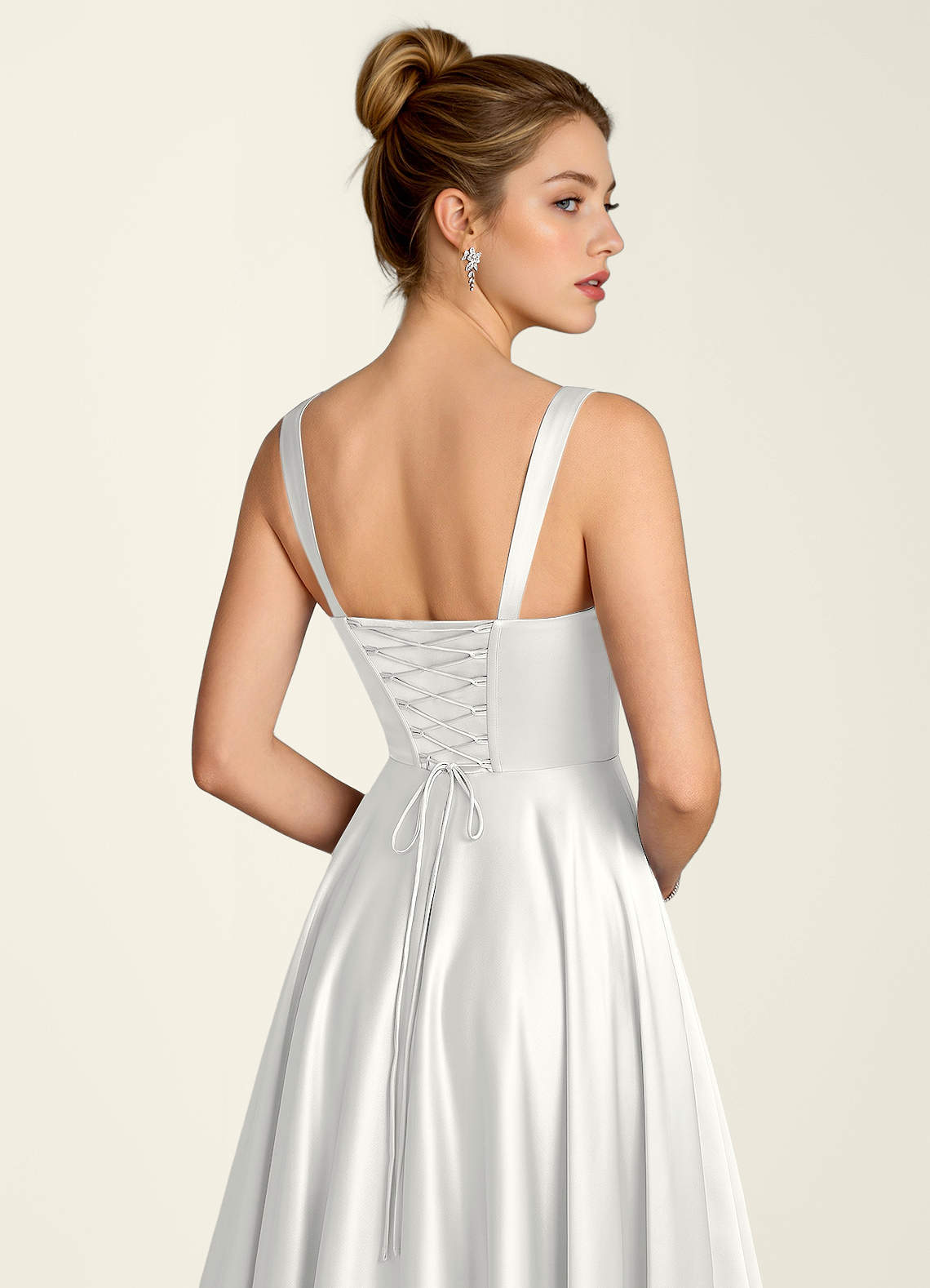 Margot A-Line Corset Satin Prom Dress in White