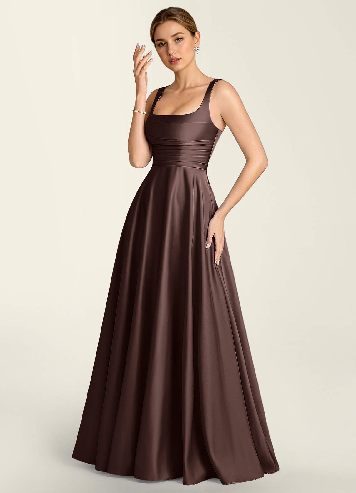 Margot A-Line Corset Satin Prom Dress in Burgundy