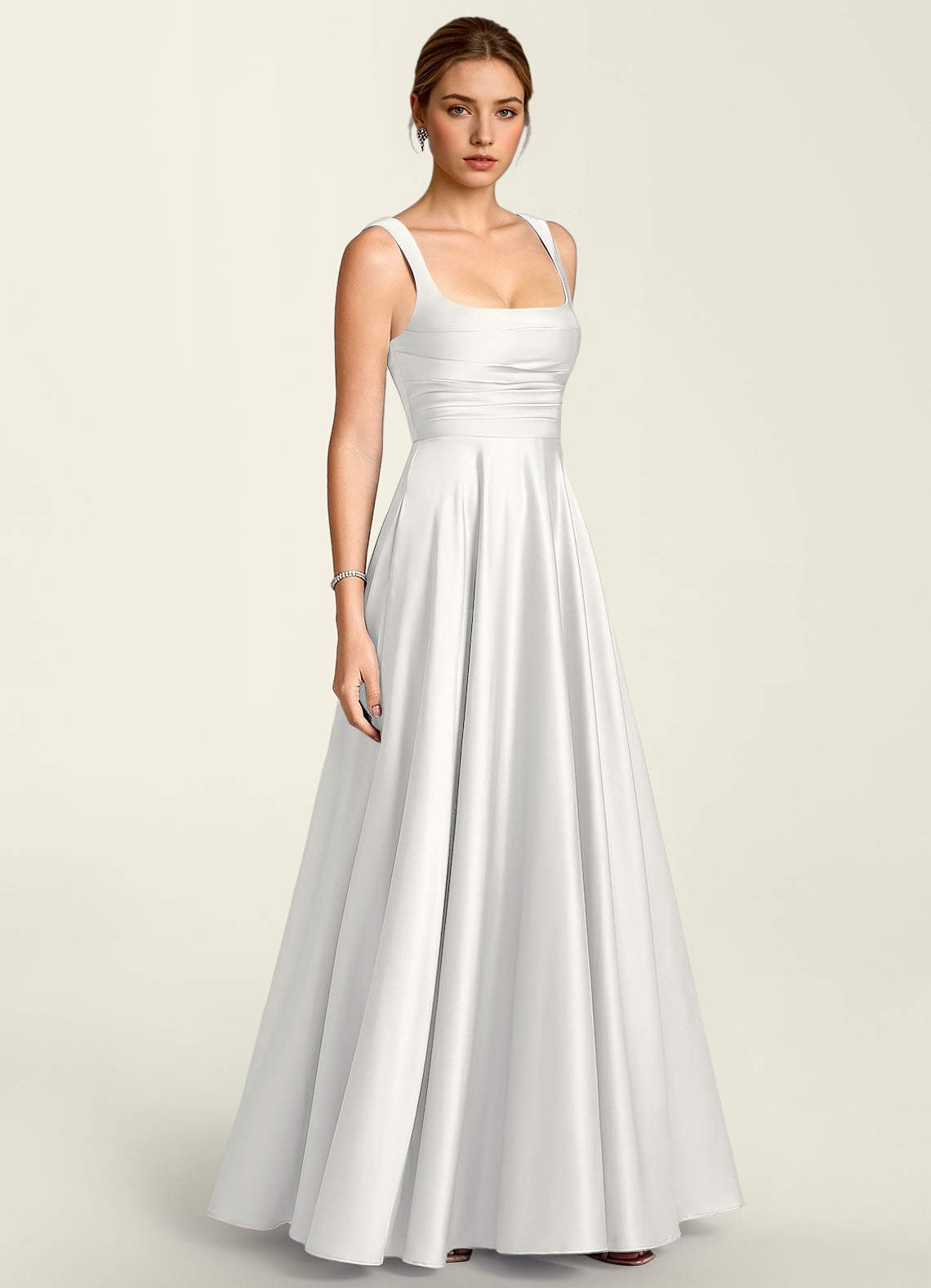 Margot A-Line Corset Satin Prom Dress in White