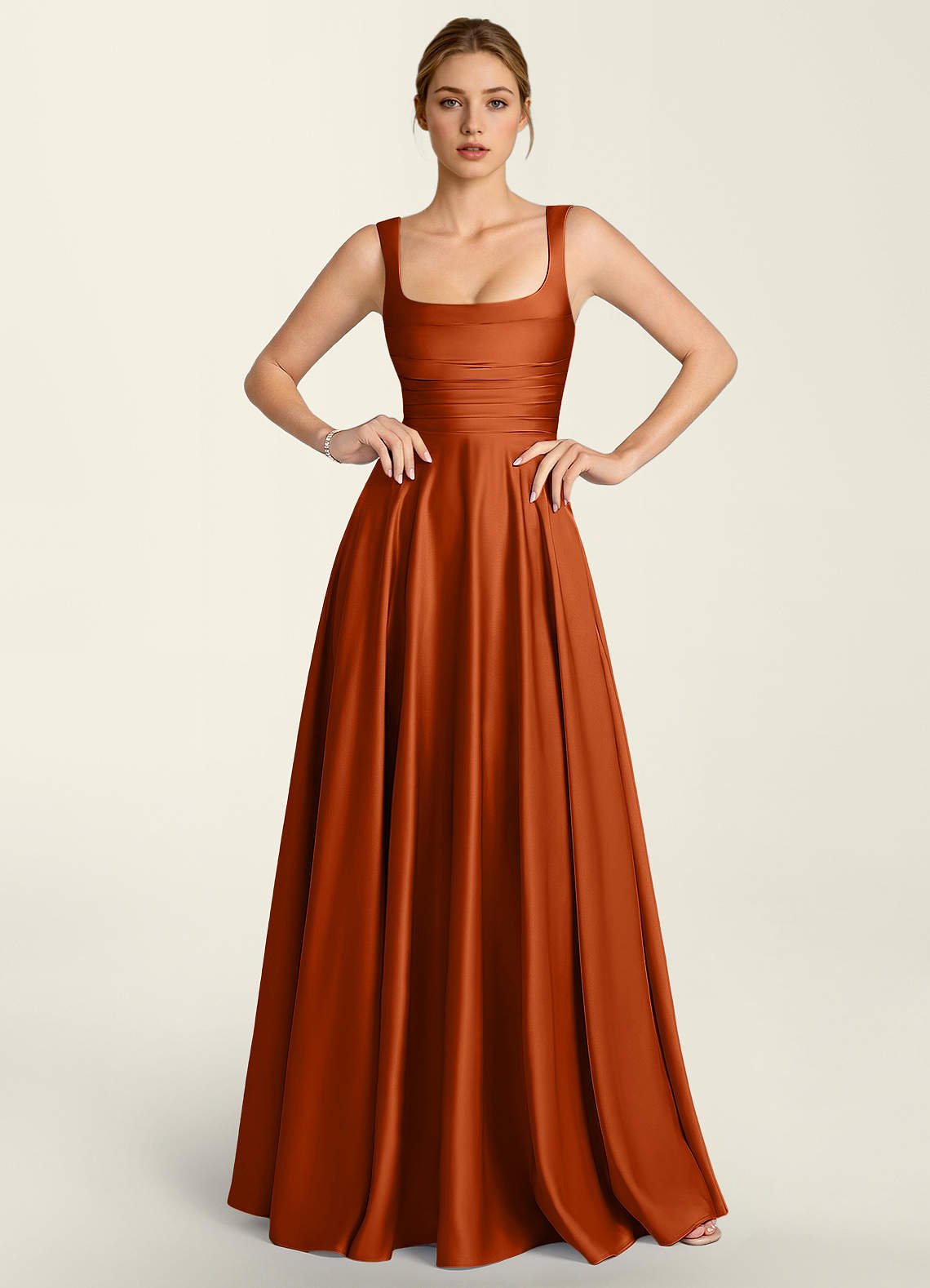 Margot A-Line Corset Satin Prom Dress in Burgundy