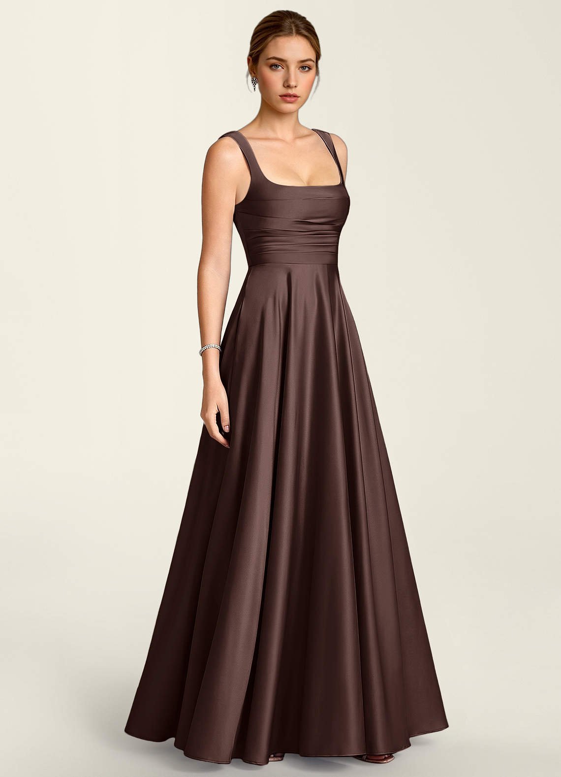 Margot A-Line Corset Satin Prom Dress in Ganache