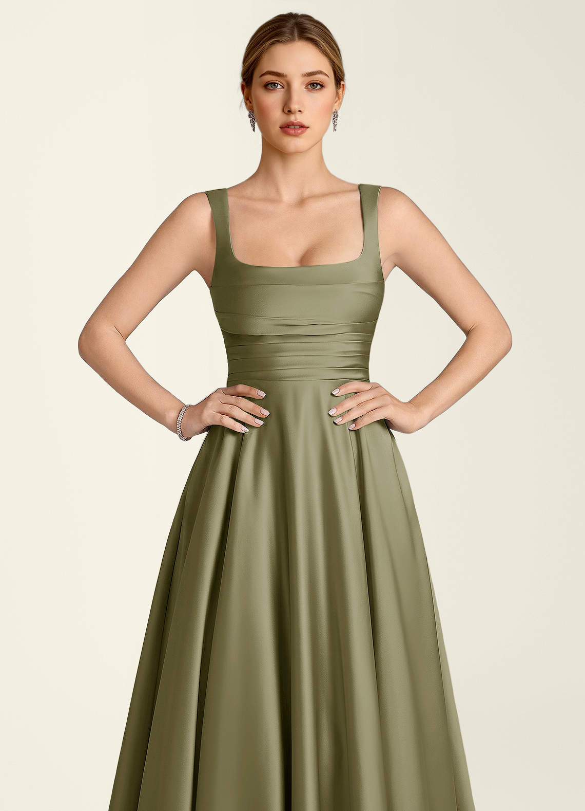Margot A-Line Corset Satin Prom Dress in Pistachio