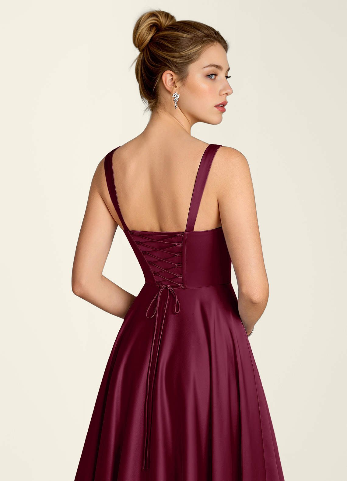 Margot A-Line Corset Satin Prom Dress in Mulberry