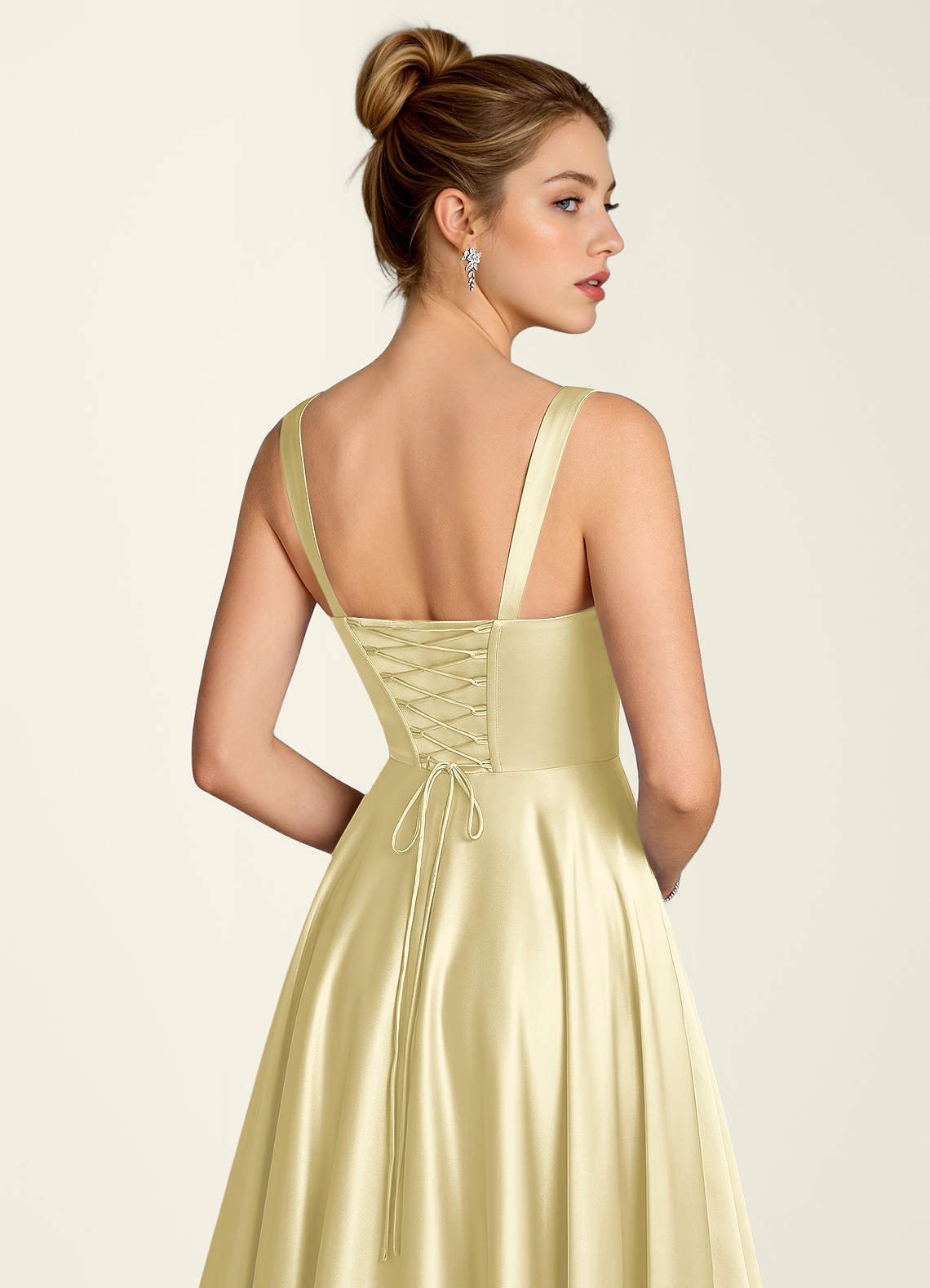 Margot A-Line Corset Satin Prom Dress in Butter Yellow