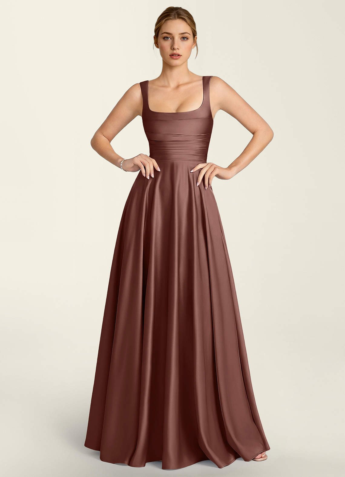 Margot A-Line Corset Satin Prom Dress in Burgundy